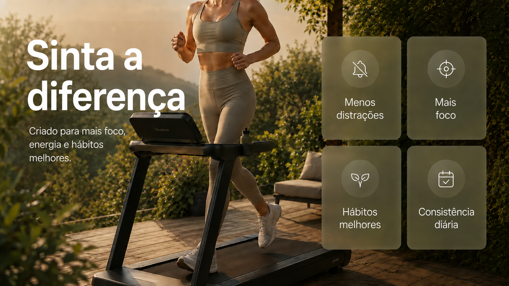 Para ter mais foco, energia e melhores hábitos todos os dias. Menos distrações. Mais foco. Melhores hábitos. Constância diária.